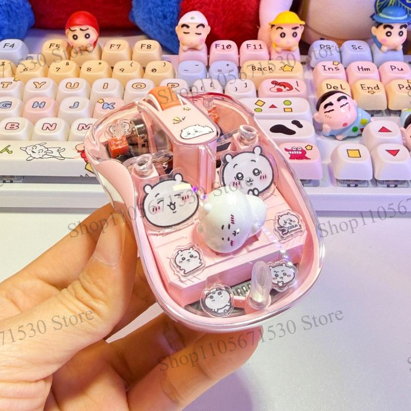 Kawaii Tech Accessories - Kawaii Chiikawa Pink Transparent Wireless Mouse