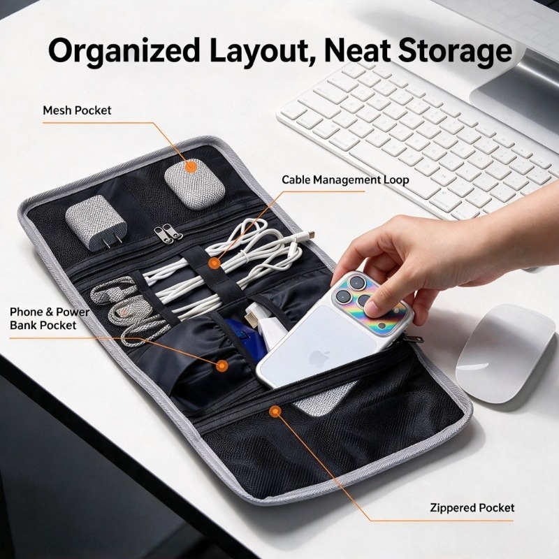 Large Capacity Cable Organizer - đánh giá và giá Tech Accessories Travel Organizer Pouch